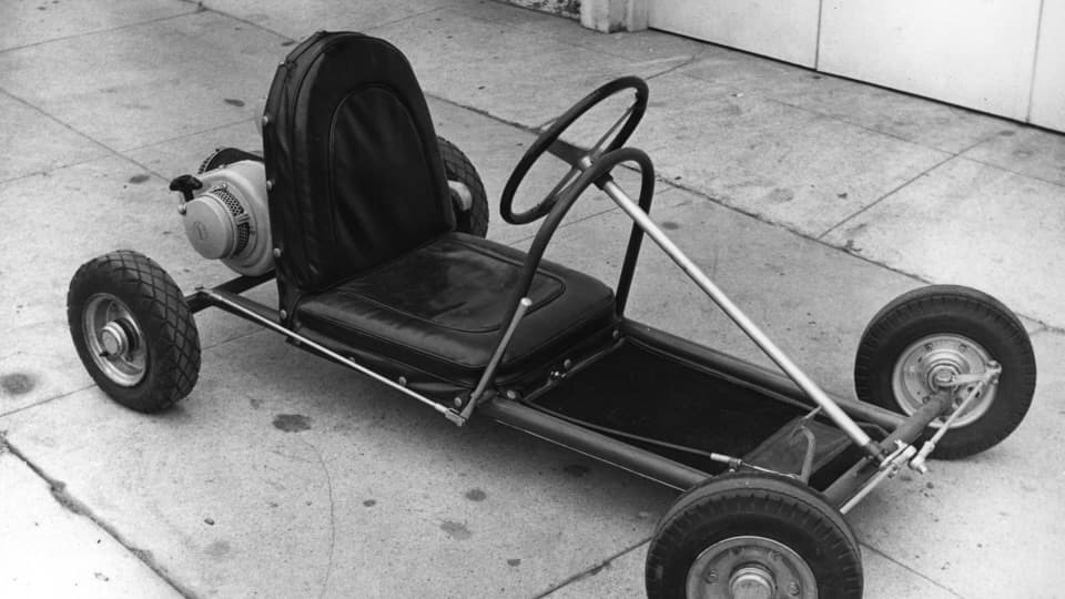Art Ingels and Lou Borelli with the very first go-kart